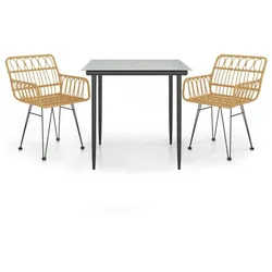 vidaXL 3-tlg. Garten-Essgruppe Poly Rattan