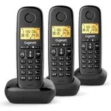 Gigaset WIRELESS PHONE BASIC 100 TRIO BLACK (L36852-H3206-D211), Telefon, Schwarz