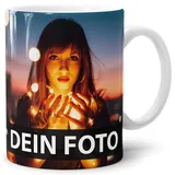 PR Print Royal Foto-Tasse zum selbst gestalten mit Foto und Text/mit individuellen Druck in Profiqualität/Personalisierte Geschenk-Idee mit Bild/XXL-Druck/Weiss - Glanz