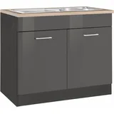 KOCHSTATION Spülenschrank KS-Utah Breite 100 cm grau