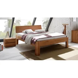 Holz-Doppelbett Bayamo - 160x200 cm - Eiche cognac - Fußhöhe 30 cm