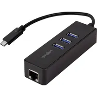 Logilink USB 3.2 Gen 1 (USB 3.0) (Typ-C) auf Gigabit Adapter [1x RJ45 und 3x 3.0) - 1x RJ45-Buchse, USB 3.2 Gen 1 Buchse A (USB 3.0)] USB-C 3-Port Hub