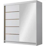 Mirjan24 Schiebetürenschrank, Weiß, Metall, Rechteckig, 180x215x58 cm, Schlafzimmer, Kleiderschränke, Schwebetürenschränke