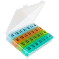 Happybase Tablettenbox Monat 28 Tage Pillendose, 4 Wochen Medikamentenbox 7 Tage 1 Fach, Reise Pillenbox Große Fächer, Monatlicher Tabletten Organizer für Vitamine, Fischöle, Medikamente (bunt)