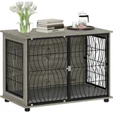 PawHut Hundekäfig für Zuhause, Hundehütte, Indoor Haustierkäfig mit Kissen, Grau,