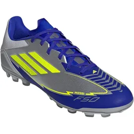 adidas F50 League Messi AG Fußballschuhe JR8057 - Silver met./solar yellow/lucid blue 43 1/3