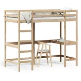 vidaXL Hochbett mit Schreibtisch 90x200 cm Massivholz Kiefer