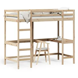 vidaXL Hochbett mit Schreibtisch 90x200 cm Massivholz Kiefer