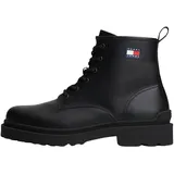 Tommy Hilfiger TOMMY JEANS Herren Mid Boot Stiefel Lace Up Rubberized aus Leder, Schwarz (Black), 43