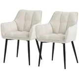 ML-Design Esszimmerstühle 2er Set aus Frotteestoff Creme Küchenstuhl