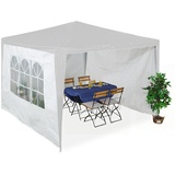 Relaxdays Seitenteile für Pavillon, 3er Set, 2x3 m, wasserdicht, Seitenwände mit Klettverschluss, PE, mit Fenster, weiß