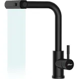Schwarz Wasserhahn Küche Wasserfall Hochdruck Armatur 3 Strahlarten 360° Edelstahl