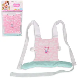 NENUCO - Babytrage, rosa und grüner Stoffträger/Rucksack, um Ihre Babypuppe spazieren zu tragen, mit verstellbaren Griffen, für Jungen und Mädchen ab 2 Jahren, affektive Entwicklung, Famosa (NFN37000)