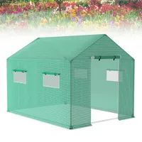 Froadp Outdoor Gewächshaus Tomatenhaus aus Kunststoff mit Abdeckungen Anti-UV Grünpflanzen Wachstumshaus mit Verzinkten Rohrregalen für Garten Aufzucht von Sämlingen Pflanzen Kultivieren (3mx2mx2m)