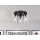 meine wunschleuchte Minimalistische LED Deckenleuchte (Ø22cm) 3-flammig schwarz