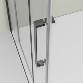 Bernstein Eckdusche DX906 FLEX Schiebetür Soft-Close 8mm Nano Echtglas Schwarz matt 80x160cm