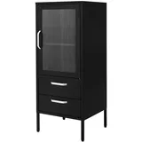 ML-Design Vitrinenschrank 42x102x40 cm Schwarz, Metallschrank aus Stahl