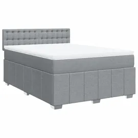 vidaXL Boxspringbett mit Matratze Hellgrau 160x200 cm Stoff