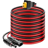 Solarmodul-Stecker auf XT60-Anschlusskabel, 15 m, 10 AWG Solar auf XT60 Ladeverlängerungskabel, XT60 (Stecker weiblich), Kabel für Wohnmobil, faltbares Solarpanel, tragbares Kraftwerk, Solargenerator