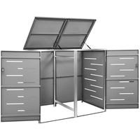 Keketa Mülltonnenbox für 2 Tonne Müllbox Mülltonne Mülltonnenverkleidung Mülltonne Müllcontainer Gerätebox Rostfrei Abschließbar Anthrazit 138x77,5x115,5 cm Edelstahl