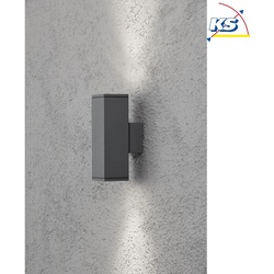 Konstsmide Außen-Wandleuchte MONZA, mit doppeltem Lichtkegel, 2xGU10, IP44, anthrazit, Aluminium Klarglas KON-7907-370
