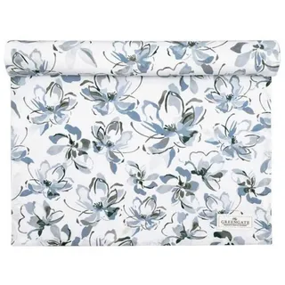 Greengate Tischläufer Greengate Tischläufer EVIA Weiß mit Blumen in Olivgrün und Blau