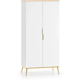 Feldmann-Wohnen Drehtürenschrank Viterbo 92 x 195 x 53 cm Weiß/Gold