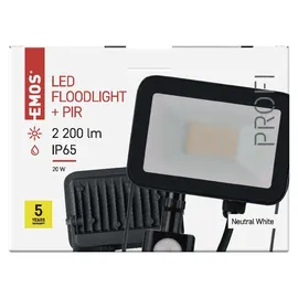 EMOS LED Strahler 20 W Aluminium 2200lm inkl. Bewegungsmelder grau
