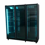 Romux® Glastürkühlschrank MD 1500 Liter 3 Türen Schwarz mit Belüftet | Professioneller Getränkekühlschrank mit Glastür & LED