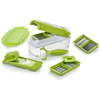 Genius Nicer Dicer Smart (10 teilig) Gemüseschneider Zwiebel-schneider Mandoline Multischneider Gemüse-hobel Obst-schneider - Würfel Stifte - Gurkenhobel Pommesschneider
