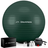 EliteAthlete EliteAthlete® Gymnastikball Sitzball Büro ergonomisch mit Anti Burst System - Fitness Yoga Pilates Schwangerschaft - Schwangerschaftsball Fitnessball Yogaball - Yoga Ball inkl. Luftpumpe - Forest 55cm