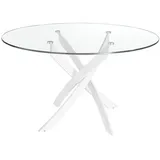 Angel Cerda Esstisch, Transparent, Weiß, Glas, 120x75x120 cm, Esszimmer, Tische, Esstische