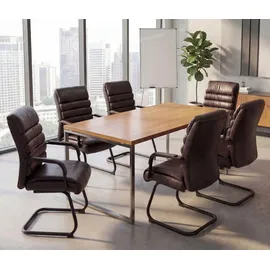 MCW Konferenzstuhl MCW-H31 Kunstleder braun 6er Set