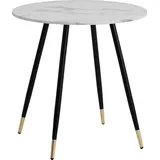 Manahee Design | Esszimmertisch 75x75x76 cm Marmor-Optik Weiß Esstisch Modern, Küchentisch mit Metallbeinen, Kleiner Speisetisch Esszimmer Rund - Weiß