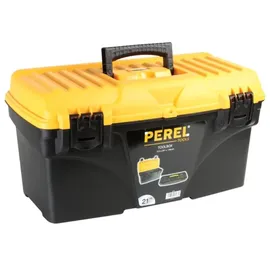 Perel Werkzeugkasten mit herausnehmbarem Werkzeugträger Schwarz/Gelb 535 x 275 x 280 mm