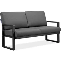 Konsimo Konsimo® Gartensofa "FRENA", Schwarz/Beige, Stahl/Schaumstoff/Stoff, Loft, 130x65x60cm - Grau,