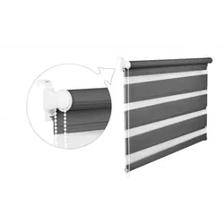 Doppelrollo Duorollo 85 cm breit 150 cm lang grafit inkl. Seilzug Fensterrollo Klemmrollo Jalousie