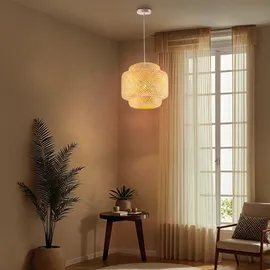 Tectake Deckenleuchte Lignea Lux aus Bambus, Boho-Stil 40W - braun