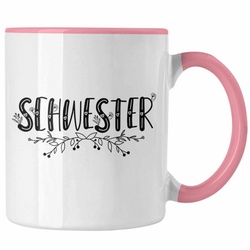 Trendation Tasse Trendation – Lieblingsschwester Tasse Geschenk für Schwester Spruch Schwester Kaffeetasse Geschenkidee Sprüche rosa