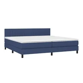 vidaXL Boxspringbett mit Matratze & LED Blau 200x200 cm Stoff