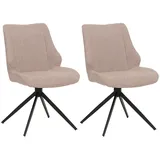 Mendler 2er-Set Esszimmerstuhl HWC-O48, Küchenstuhl, drehbar Auto-Return, Stoff/Textil Chenille (320g/m2) Öko-Tex ~ beige