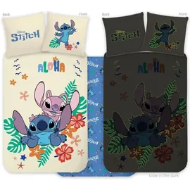 BrandMac Disney Lilo und Stitch Aloha leuchtendes Kinderbettwäsche-Set 100x135cm, 40x60cm