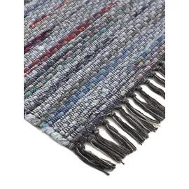 carpetfine Kelim Chindi, grau, 200x250 cm | Moderner Teppich für Wohn- und Schlafzimmer
