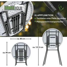 Trutzholm Stehtisch klappbar Ø 80 cm Höhe 110 cm Weiß