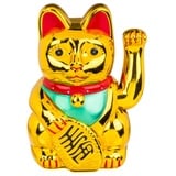 MIK funshopping Winkekatze Maneki Neko (Goldfarben farbig dekoriert, 20cm)