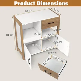 Costway Küchenschrank Buffetschrank 80 x 31,5 x 82 cm Weiß