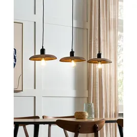 Beliani Hängeleuchte Mango Holz Dunkelbraun 3-flammig Kegelform MANJEERA