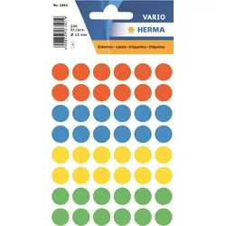 HERMA Papier - selbstklebend - diverse Farben - 12 mm rund 240 Etikett(en) (5 Bo