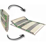 Fox2Fox Lattenrost 140x200 cm mit VERSTELLBAREM Kopfteil, mit 28 Leisten in 7 Zonen Härtegrad EINSTELLBAR, Duo-Kautschukkapen bieten OPTIMALEN Schlafkomfort, Buche Birke, bis 140 kg Keine Montage