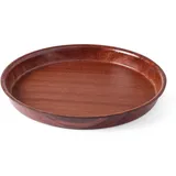 HENDI Serviertablett, in Holzoptik rund, mit hohem Rand, Rutschfester Gummibeschichtung, Schock- und bruchfest, Gastro Tablett, Tablett, ø320x(H) 35mm,